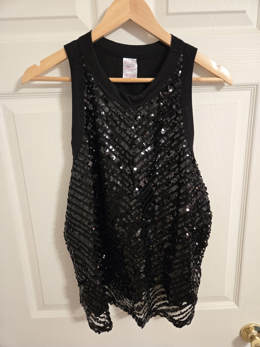 Black Sequin Sleeveless Tank Top No Boundaries Size XXXL
